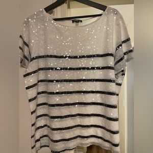 Like new sequin black and white blouse!
